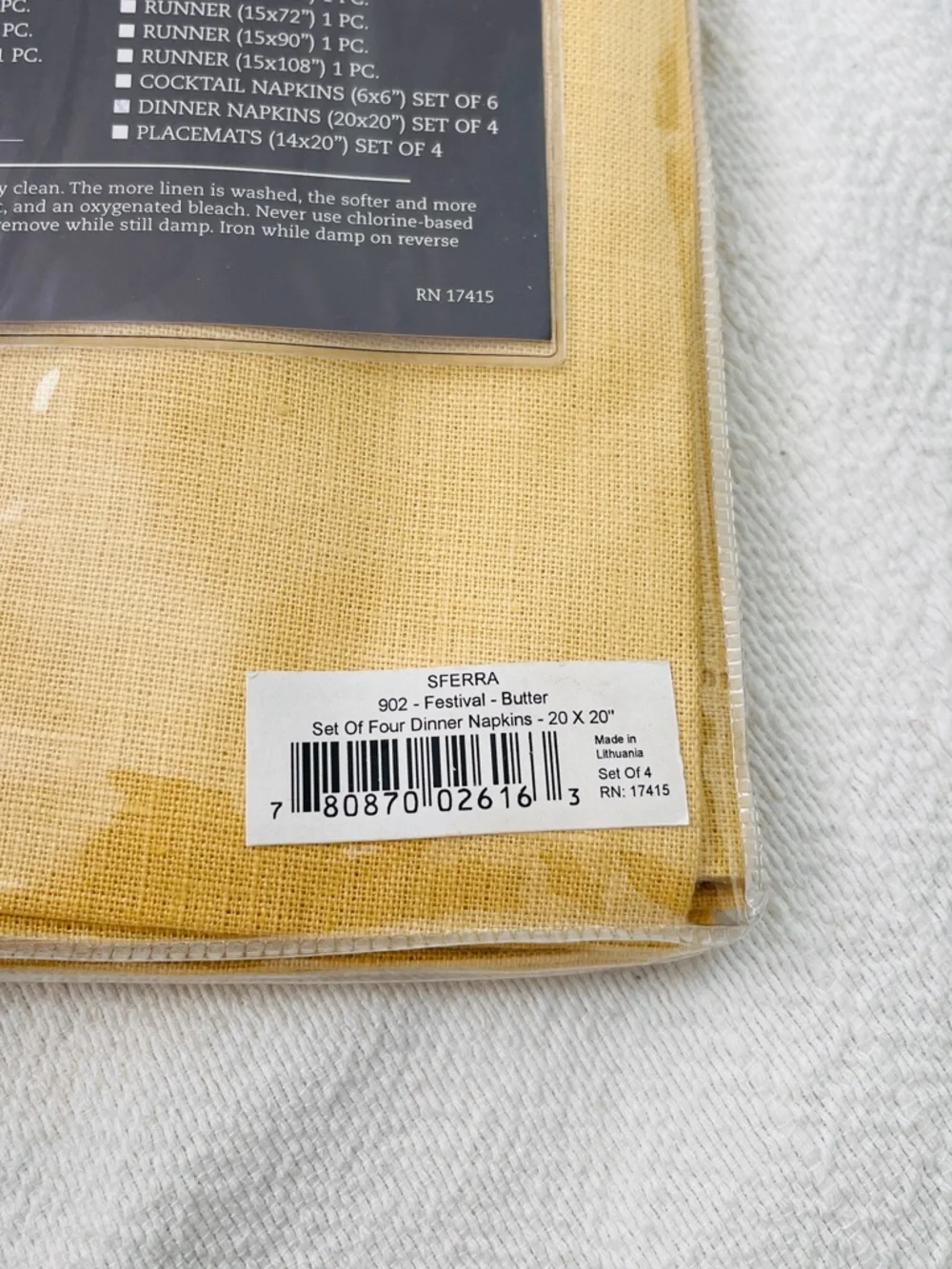 NWT SFERRA Fine Linens 8 Dinner Napkins 902 Set 20 x 20 Pure Linen